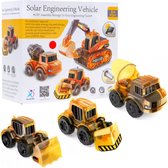 Playos® - Zonne-energie - Bouwvoertuigen - 3 in 1 - Geel - STEM Speelgoed - Educatief - Technisch Speelgoed - Bouwen - Constructiespeelgoed - Groene Energie - Ruimteschip