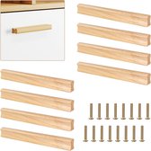 Houten meubelgrepen - Set van 8 - 190 mm - massief hout - inclusief schroeven - voor kasten, badkamers, kantoren, keukens, meubels, deuren en laden