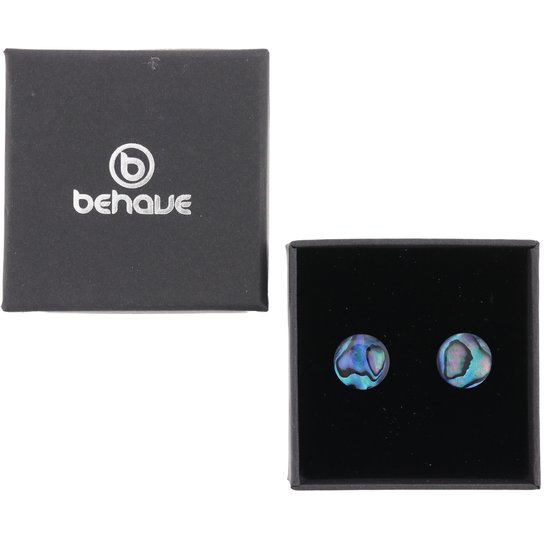 Behave Boucles d'oreilles - boucles d'oreilles clous - coquille d'ormeau - bleu - vert - 1,5 cm