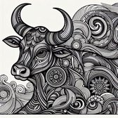 Line art vee schilderij | Abstracte lijnen dansen over het canvas als levendige kleurenexplosie | Kunst - 60x60 centimeter op Dibond | Foto op Dibond