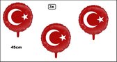 3x Folieballon Turkije 45cm - niet opgeblazen geleverd - Landen EK WK Turks festival thema feest fun