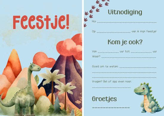 Invitation à la fête des enfants | 20 pièces | Cartes d'invitation | invitation d'anniversaire | invitation à une fête | invitation à la fête des enfants du garçon | invitation à la fête des enfants dinosaures