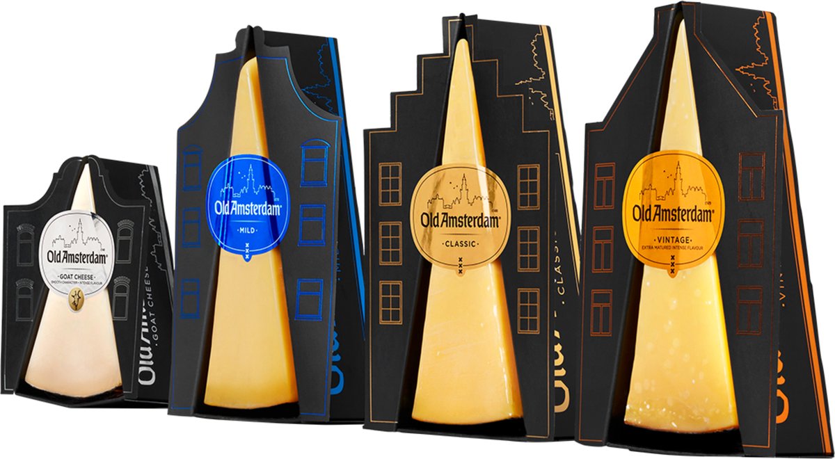 Old Amsterdam World Collection – 4 Kazen Proefpakket (Classic, Vintage, Mild & Goat) – Borrelhapjes - Kaascadeau