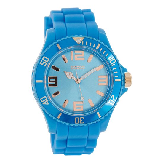 OOZOO Timepieces - Licht blauwe horloge met licht blauwe rubber band - C5057