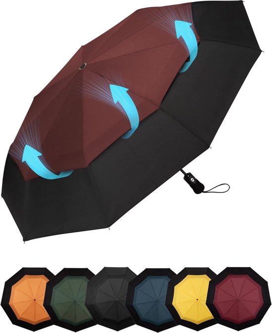 Paraplu's Paraplu Paraplu 51 Inch Automatische Open Regen- En Parasol Houten Handvat Draagbare Luifel Geventileerde Paraplu Regenparaplu's Reisparaplu (Color : D