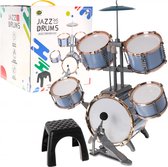 Playos® - Drumstel - Lichtblauw - 76 cm - Inclusief Kruk - Peuters en Kleuters - Kinderen - Muzikaal Speelgoed - Drumset - Jongens en Meisjes