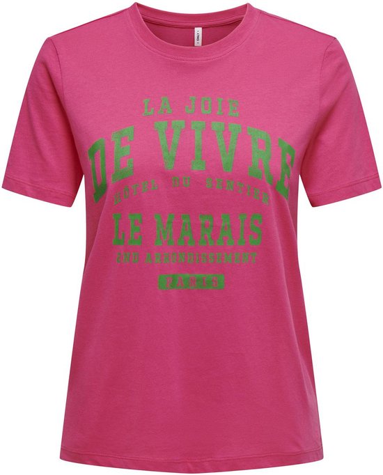 Only T-shirt Onlregina Ss Reg Tee Cs Jrs 15319748 Fuchsia Purple/de Vivre Dames Maat - L