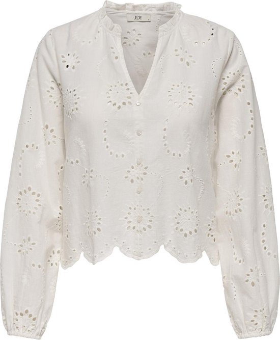 Jacqueline de Yong Blouse Jdyditte L/s Embroderie Short Shirt 15328411 Cloud Dancer Dames Maat - XL