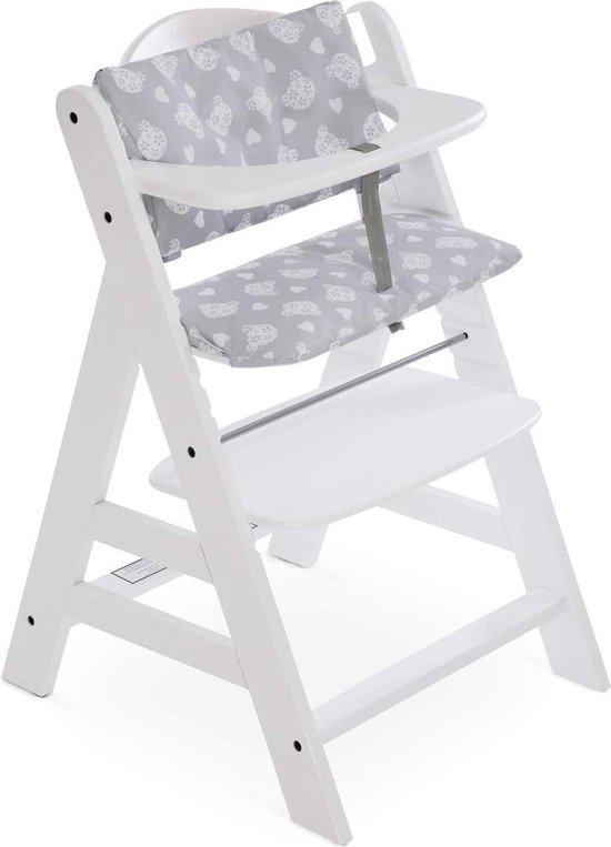 Hauck Alpha Highchair Pad Deluxe stoelverkleiner houten kinderstoel - grijs - makkelijk te bevestigen en schoon te maken van Hauck — afbeelding 5