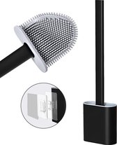 ✅ Brosse de toilette durable - Brosse de toilette la Most nécessaire - Brosse de toilette avec support - Brosse de toilette en Siliconen - Flexible - Avec système de suspension - Zwart