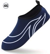 Livano Waterschoenen Voor Kinderen & Volwassenen - Aqua Shoes - Aquaschoenen - Afzwemschoenen - Zwemles Schoenen - Blauw & Wit - Maat 46