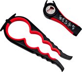 Somstyle Allesopener Set - 7-in-1 - Ergonomisch - Pottenopener - Antislip - Dekselopener - Flesopener - Bieropener - Zwart / Rood