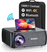 Wimius 5G Wifi Bluetooth Projector - Mini Beamer - Full Hd 1080P - 4K Kwaliteit- Projector - Draagbaar en Heldere Beelden- Levensduur Lamp >20000 uur - Zwart
