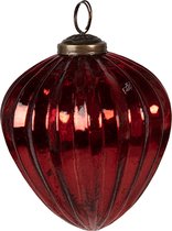 Clayre & Eef Kerstbal Ø 9x11 cm Rood Glas Kerstboomversiering