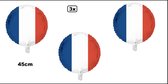 3x Folieballon Frankrijk 45cm - niet opgeblazen geleverd - Landen EK WK Italiaans festival thema feest fun