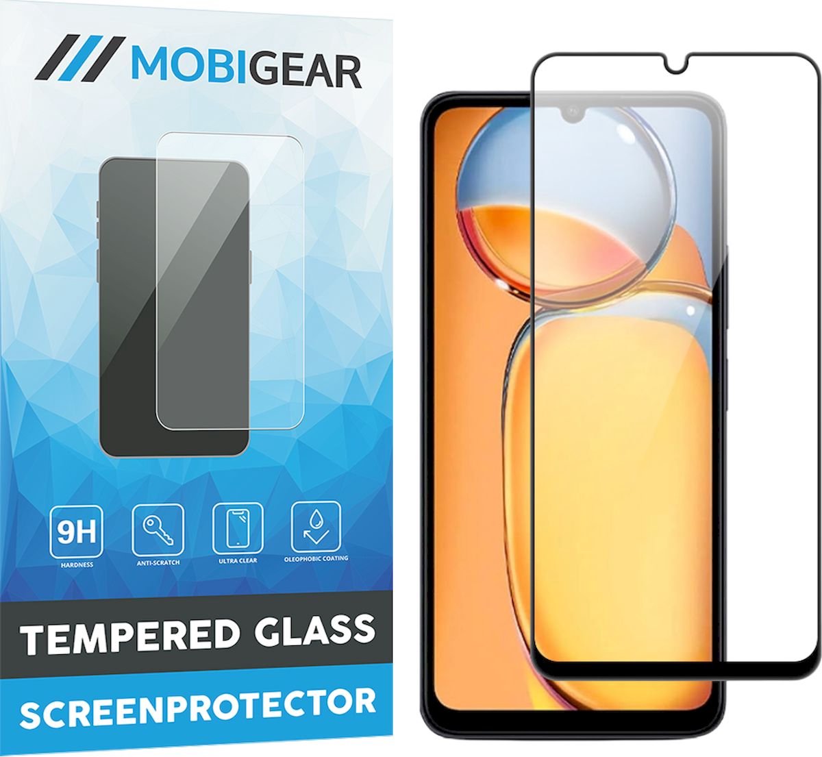Mobigear Screenprotector geschikt voor Xiaomi Redmi 13C Glazen | Mobigear Premium Screenprotector - Case Friendly - Zwart