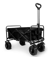 Bol.com TerraGear Bolderkar opvouwbaar - Tot 150KG draagvermogen - 98L capaciteit - Dikke banden met rem - Zwart aanbieding