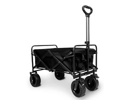 TerraGear Bolderkar opvouwbaar - Tot 150KG draagvermogen - 98L capaciteit - Dikke banden met rem - Zwart