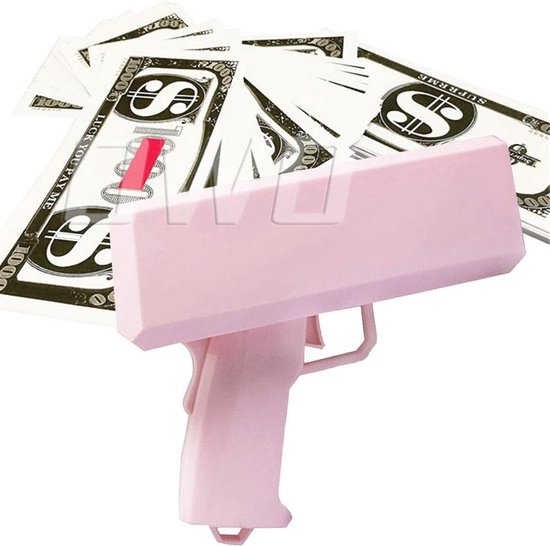 OWO Money gun geld pistool cash cannon inclusief nep geld Roze |