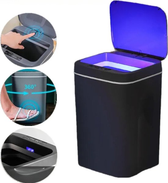 prullenbak 8l/12l Thuis Opladen Roestvrij Staal Intelligente Vuilnisbak Automatische Inductie Keuken Vuilnisbakken Kantoor Slaapkamer Afvalmand Keuken afvalcontainer(Silver,8l