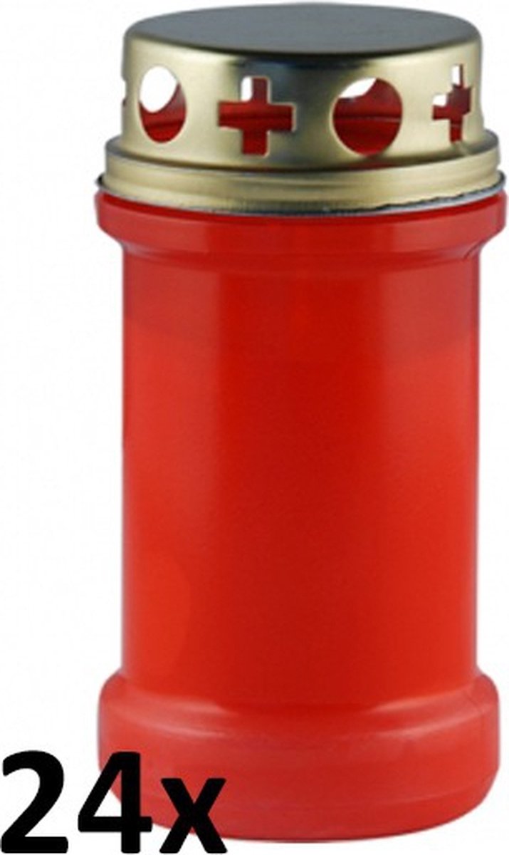 Smulders Deco 24 stuks graflicht rood transparant met regen deksel nr. 3 130/65 (48 uur)
