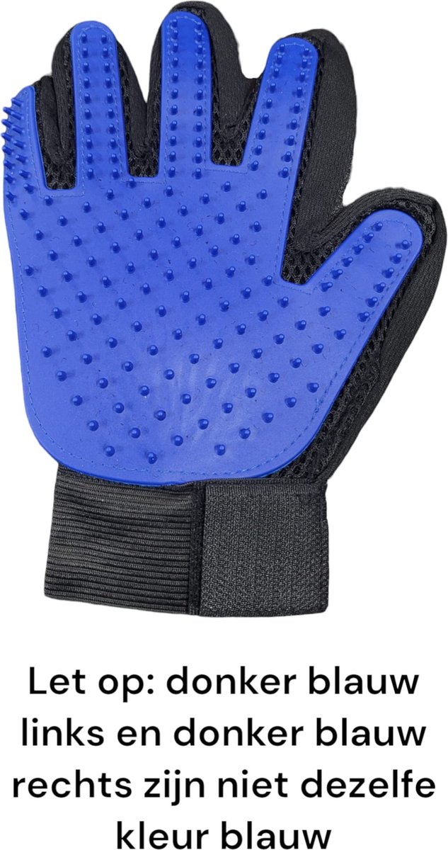 Borstel voor huisdieren - handschoen borstel kat - borstel hond - Voor Elke Vacht - Silicone - Vachtborstel - Borstel Handschoen - rechts donker blauw - oDaani