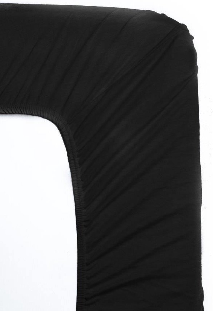 Zydante Jersey Hoeslaken – Hotel Home Collection - Zacht en Comfortabel – Rekbaar Hoeslaken – Hotelkwaliteit – Elastische Rand – Voor Matras, Boxspring en Waterbed - Zwart / 200x140