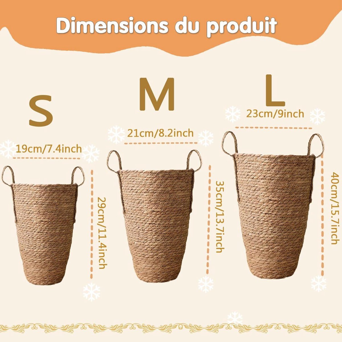 Panier Décoratif Artisanal Avec Anses En Rotin 20x20 Cm | Organisateur élégant Pour Maison Plantes Et Rangement 97121477