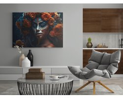 Canvas Schilderij - Dia de Los Muertos - Wall Art - 60x40x2 cm