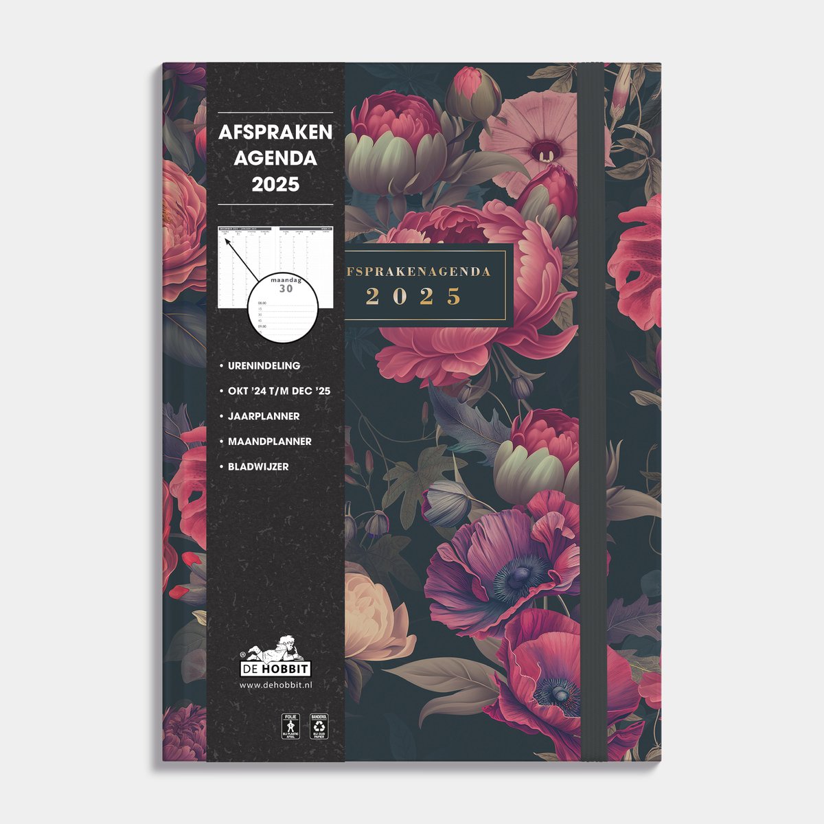 Hobbit - Afsprakenagenda - 2025 - Zakelijke agenda - 1 week op 2 pagina's - A4 (21 x 29,7 cm) - Roos Klassiek op Prijzenvolger.com