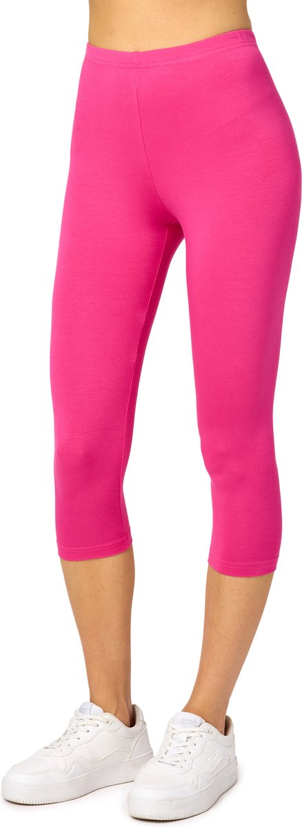 Merry Style MS-MS10-144-LE Dames Capri Leggings - Sport - Vrijetijdsbroek - 3/4 Lengte - Viscose - Sporbroek - Yogabroek - Roze - M