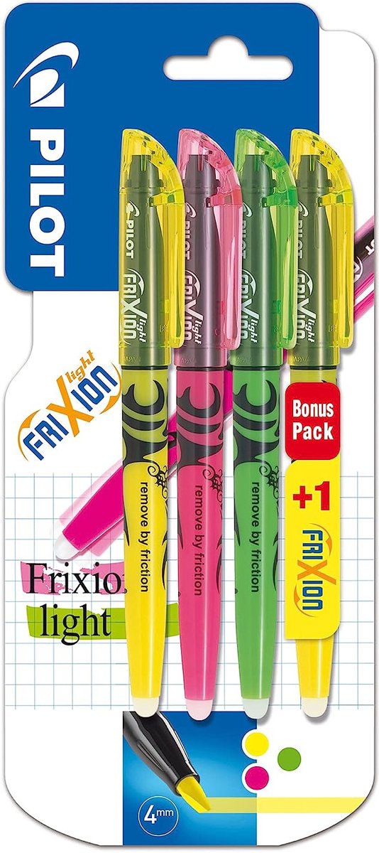 Pilot Frixion Light Markeerstift 3 + 1 EXTRA