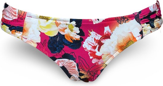 Seafolly - Kabuki Bloom - Raspberry - bikini broekje gebloemd - maat 38 / M