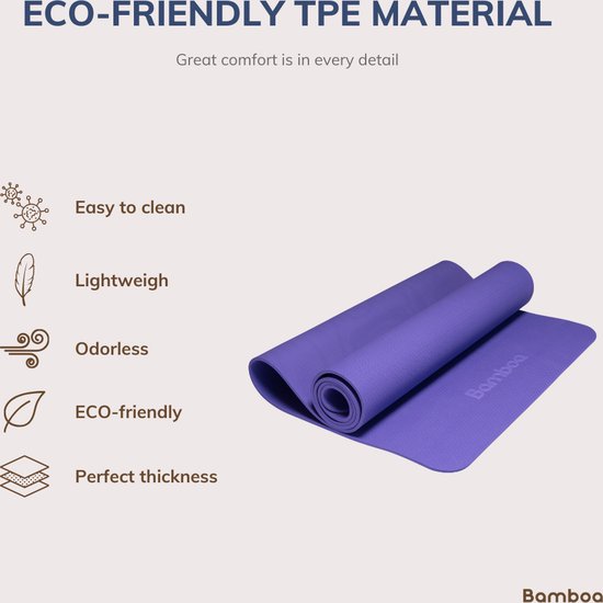 Tapis de Yoga A-FTNSS | Mauve rose | 7cm | Anti-dérappant | Grip optimal | Tapis de Yoga solide | Facile à nettoyer