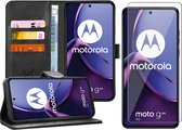 Hoesje geschikt voor Motorola Moto G84 - Screenprotector Glas - Portemonnee Book Case Zwart
