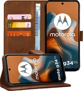 Hoesje geschikt voor Motorola Moto G34 - Portemonnee Book Case Bruin