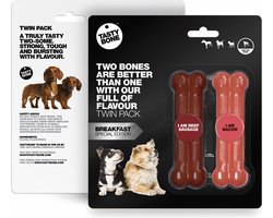 TastyBone - Toy - Twinpack Breakfast - Beef Sausage & Baco - Hond - Kauwspeelgoed - Vegan - Kluif - Nylabone