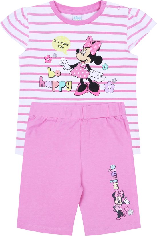 Ensemble fille rayé Wit et rose : T-shirt + short Minnie Mouse Disney