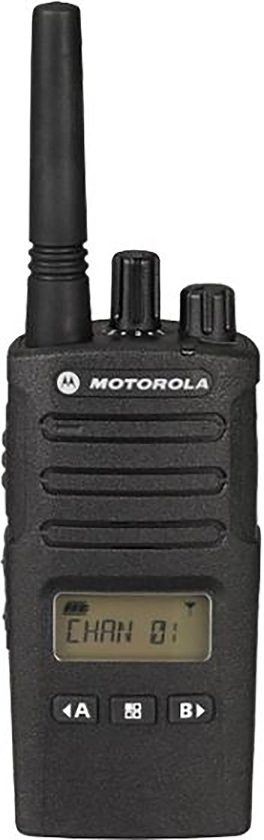 Motorola XT460 IP55 PMR446 Portofoon met display en tafellader en D-shape oortje