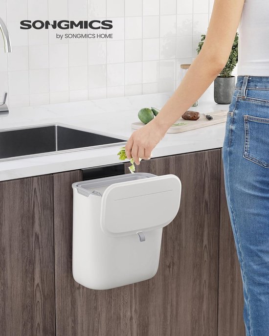 stonespace Prullenbak voor onder de gootsteen, compostbak voor keuken, luier Pail, 3,2 gallon/12L hangende vuilnisbak voor babybedje/badkamer/kast, plastic voedselafvalbak, zwart