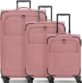 Kofferset 3 Delig - Reiskoffer met Wielen - Handbagage Trolley - Koffers - Roze