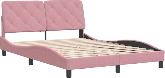 vidaXL-Bedframe-met-hoofdeinde-fluweel-roze-140x190-cm