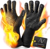 Grill Gloves Aramid Oven Mitts Heat Resistant up to 800°C BBQ Baking Gloves Black Universal Size