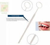 Three4One - Miroir de dentiste professionnel - miroir buccal - soins bucco-dentaires - miroir - hygiène dentaire - acier inoxydable - zoom