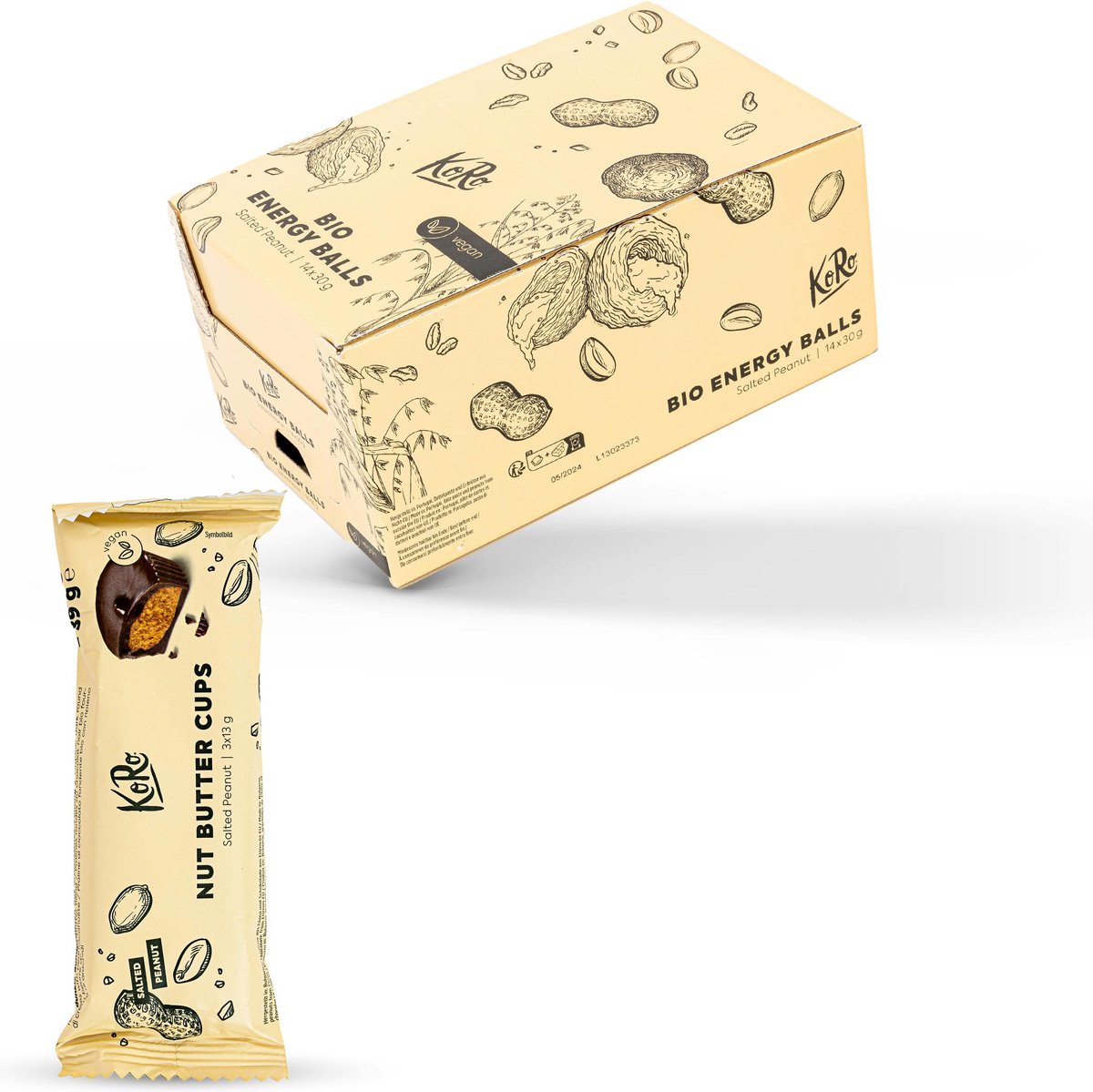 Goedkoopste KoRo | Bio vegan nut butter cups salted peanut 12 x 3 x 13 g