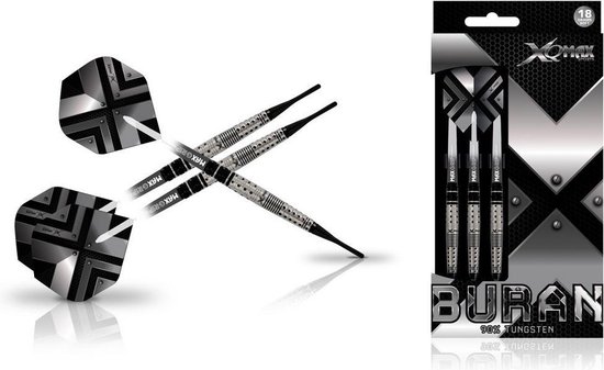 XQMax Dartpijlen Buran 90% Softtip 18 Gr Antraciet/wit van XQMax — afbeelding 2