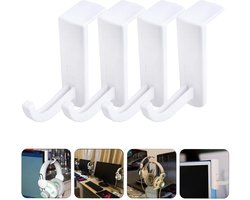 4 pack - Plastic hoofdtelefoonhouder - Koptelefoon Houder - Headset Houder - Rackstan daardhaak - voor computer Internetbar Bureau Kantoor -Monitor Houder - Zelfklevend(4-pack, Wit)