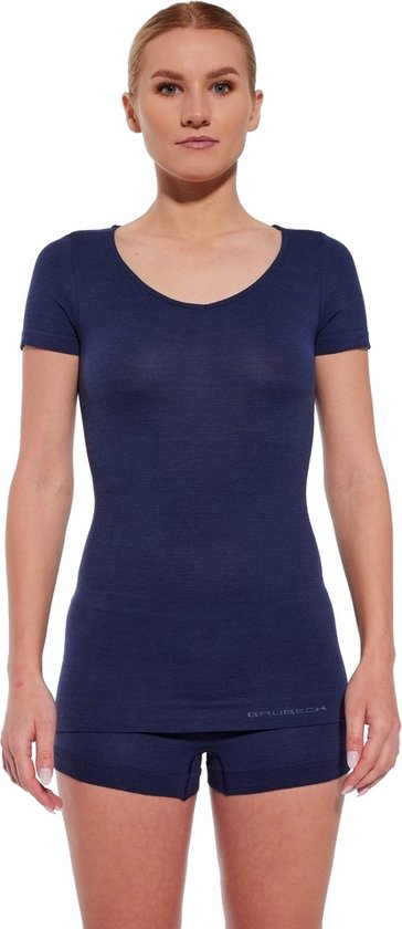 Brubeck Comfort Merino T-Shirt - Naadloos - Merino Wol Blend Ondershirt - Marineblauw S