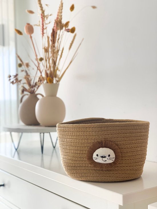 Commodemandje leeuw jungle - jute - medium - commodemandjes - commode organizer - babykamer decoratie - babykamer accessoires — afbeelding 3