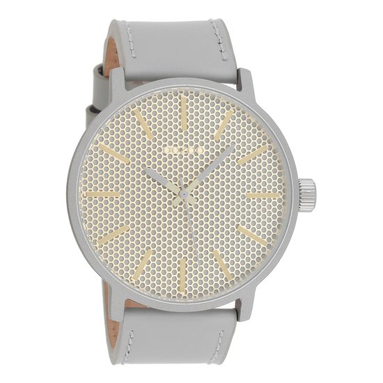 OOZOO Timepieces - Grijze horloge met steengrijze leren band - C10036
